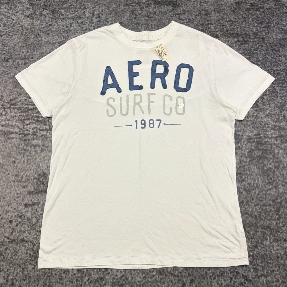 NWT Aeropostale T Shirt Aero Surf Co Mens Large White Preppy Beach VTG Y2K
